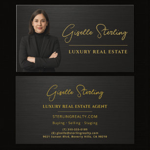 Carte De Visite Immobilier Métal Noir Luxe Professionnel