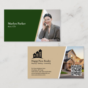 Carte De Visite Immobilier Moderne avec Photo & Code QR