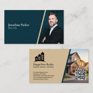 Carte De Visite Immobilier Moderne avec Photo & Code QR