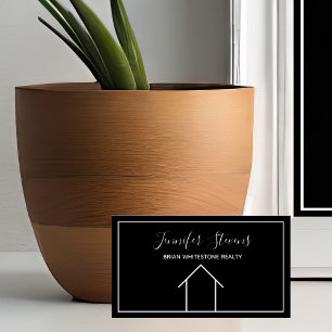 Carte De Visite Immobilier Moderne Noir Blanc Minimaliste Réalisat