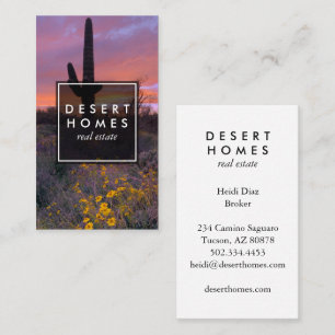 Carte De Visite Immobilier moderne Saguaro Sunset Desert Photo