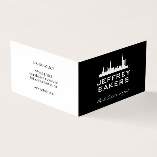 Carte De Visite Immobilier noir | Ville | (Extérieur)