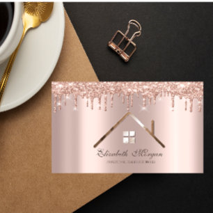 Carte De Visite Immobilier Paillettes Rose Gold Professionnel Gout