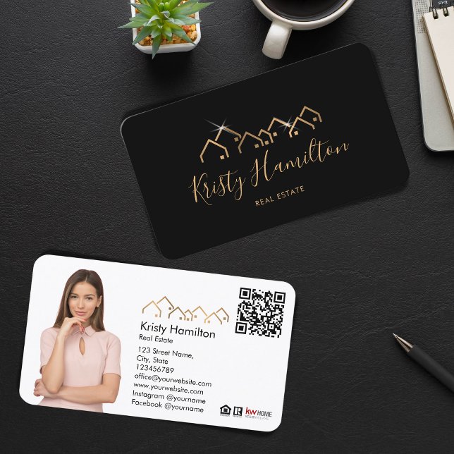 Carte De Visite immobilier professionnel ajouter photo code QR (Créateur téléchargé)