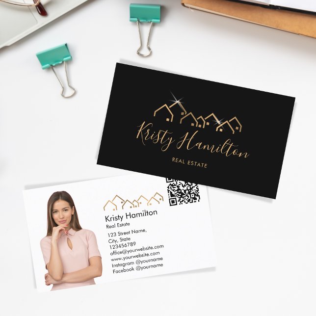 Carte De Visite immobilier professionnel ajouter photo code QR (Créateur téléchargé)