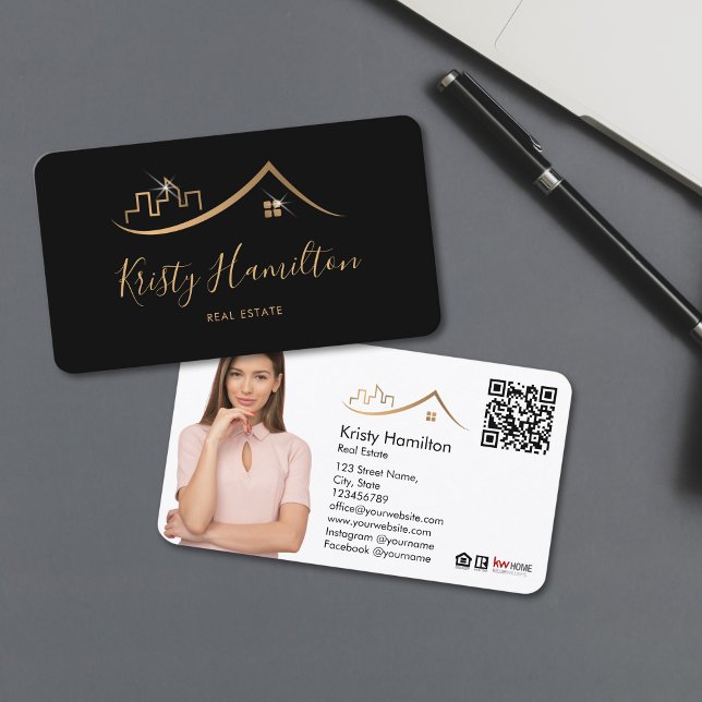 Carte De Visite immobilier professionnel ajouter photo code QR (Créateur téléchargé)