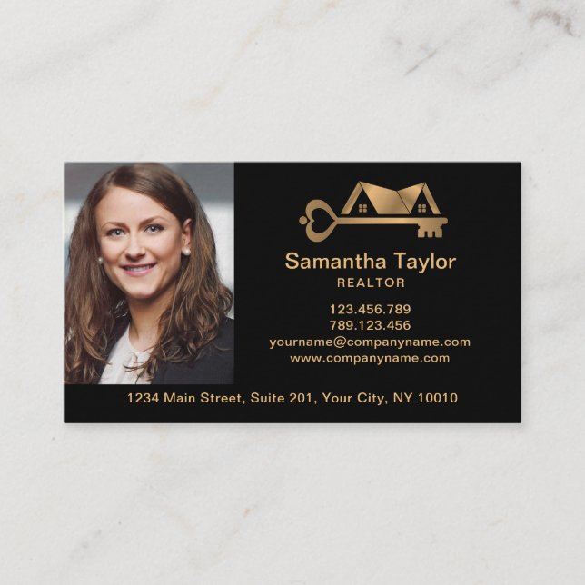Carte De Visite Immobilier professionnel Ajouter un logo photo Rea (Devant)