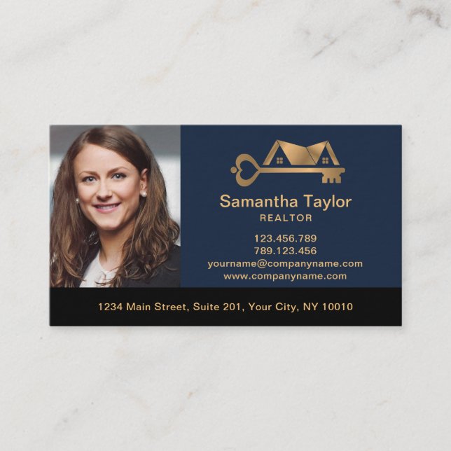 Carte De Visite Immobilier professionnel Ajouter un logo photo Rea (Devant)
