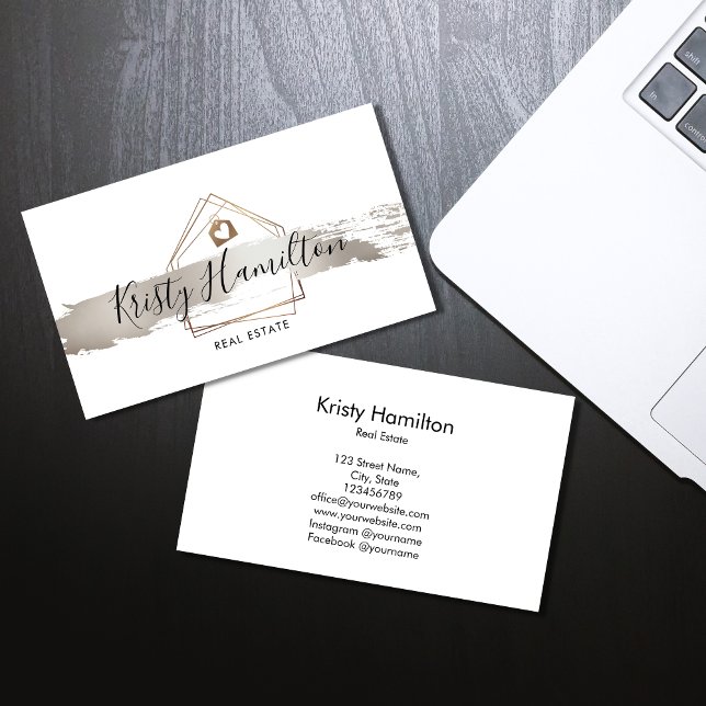 Carte De Visite immobilier professionnel maison courtier or affair (Créateur téléchargé)