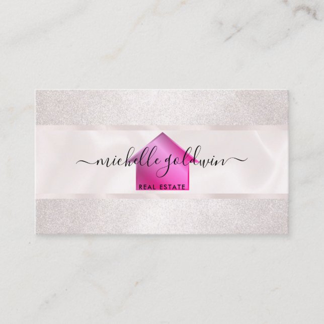 Carte De Visite Immobilier Professionnel Moderne Script House Busi (Devant)