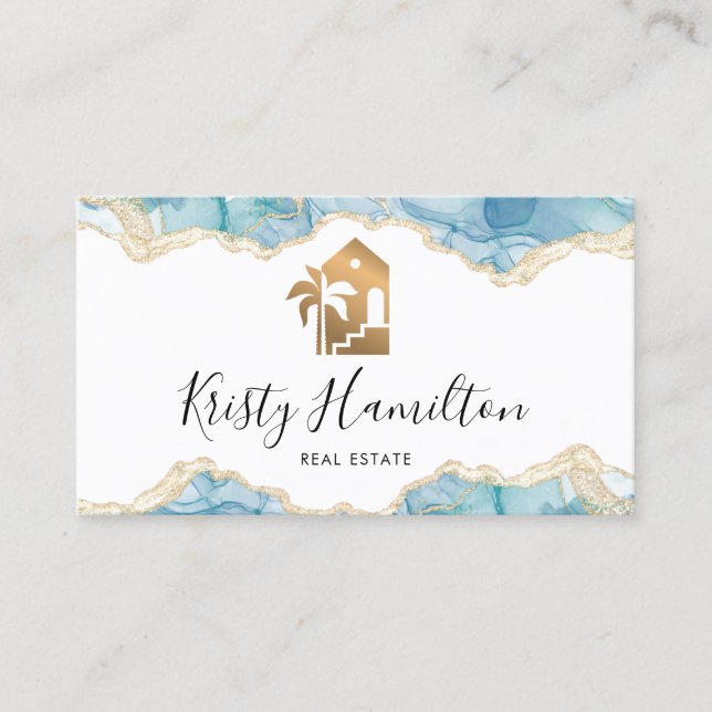 Carte De Visite immobilier professionnel plage maison bnb photo bu (Devant)