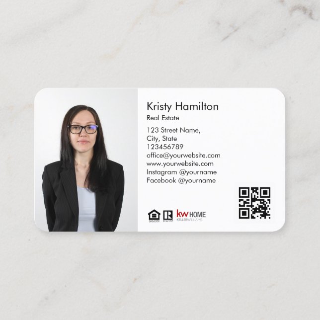 Carte De Visite immobilier professionnel realtor ajouter photo cod (Dos)