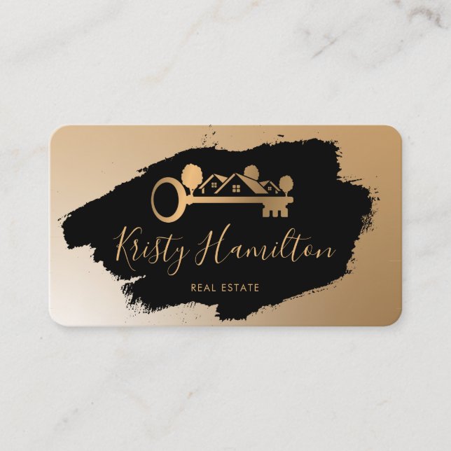 Carte De Visite immobilier professionnel realtor key ajouter photo (Devant)
