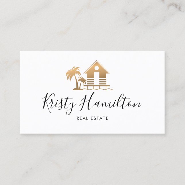 Carte De Visite immobilier professionnel realtor plage maison phot (Devant)