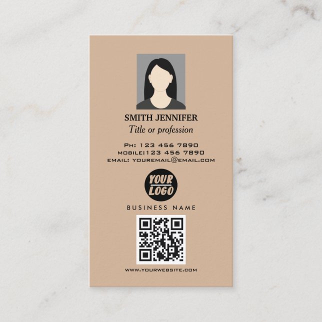 Carte De Visite Immobilier QR code professionnel photo élégante  (Devant)
