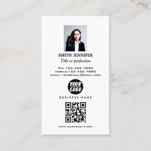 Carte De Visite Immobilier QR code professionnel photo élégante (Real estate QR code professional photo elegant Card)