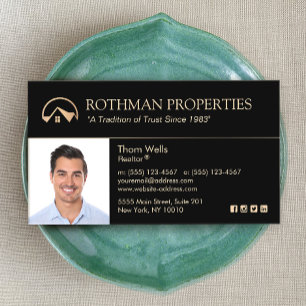 Carte De Visite Immobilier, Realtor Black Gold House Insérer une p