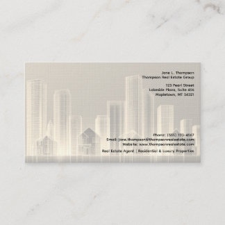 Carte de visite immobilière à la skyline neutre 🏙