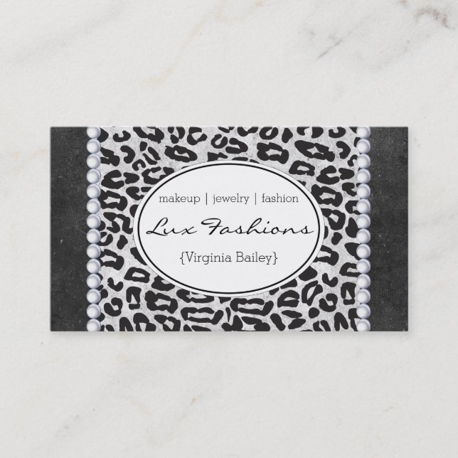 Carte De Visite Impression Cheetah | Perles, texture d'ardoise (Devant)