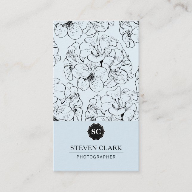 Carte De Visite Impression florale / Monogramme (Devant)