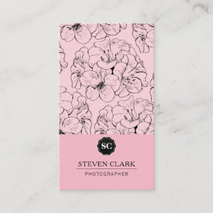 Carte De Visite Impression florale / Monogramme (rose)