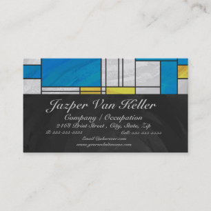 Carte De Visite Impression Mondrial jaune rose