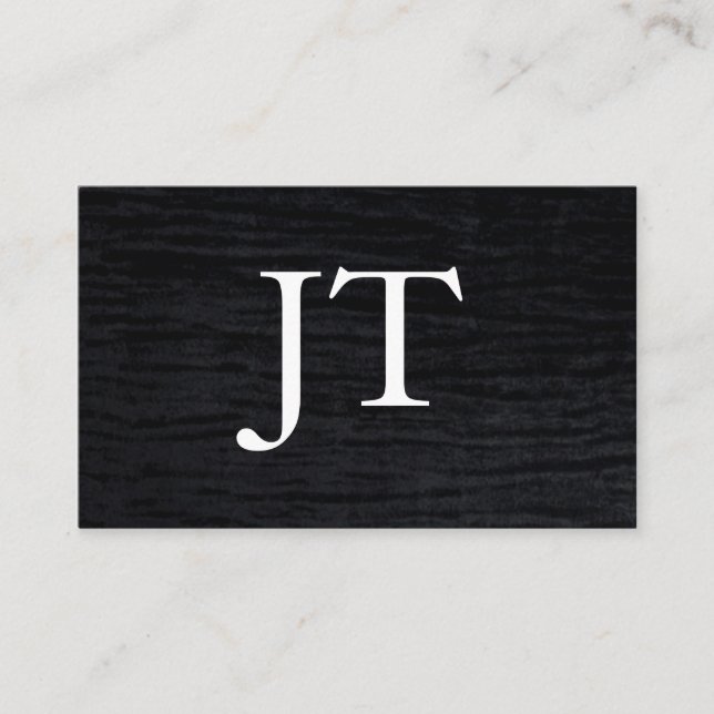 Carte De Visite Impression noire Faux Velvet avec Monogramme (Devant)