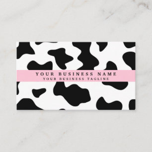 Carte De Visite Impression vache noir et blanc avec rose