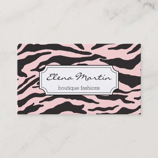 Carte De Visite Impression Zebra (rose) (Devant)