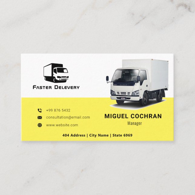 Carte De Visite Industrie du camionnage moderne | jaune (Devant)
