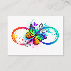 Carte De Visite Infini lumineux avec papillon arc-en-ciel