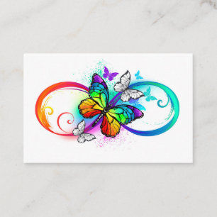 Carte De Visite Infini lumineux avec papillon arc-en-ciel