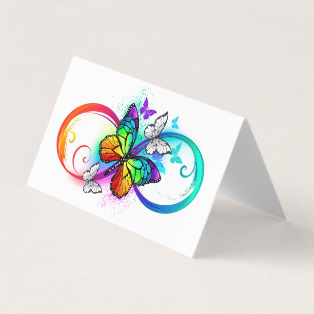 Carte De Visite Infini lumineux avec papillon arc-en-ciel (Devant)