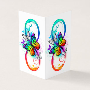 Carte De Visite Infini lumineux avec papillon arc-en-ciel 