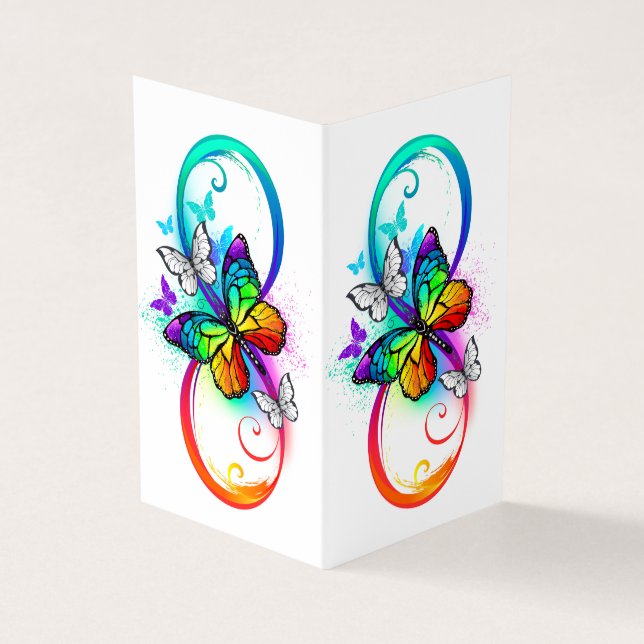 Carte De Visite Infini lumineux avec papillon arc-en-ciel  (Extérieur)