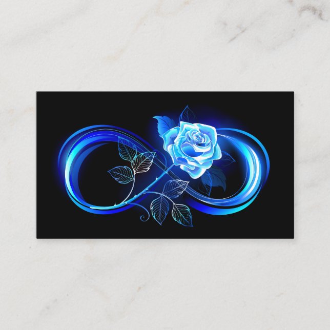 Carte De Visite Infini lumineux avec rose bleue (Devant)