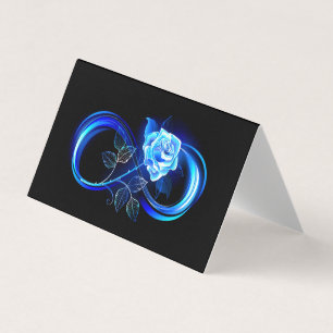 Carte De Visite Infini lumineux avec rose bleue