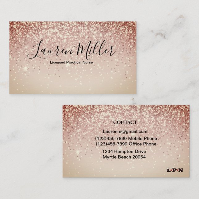 Carte de visite infirmier du LPN Parties scintilla (Devant / Derrière)