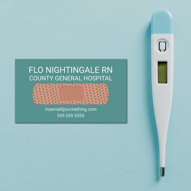 Carte De Visite Infirmière Bandage Turquoise (Créateur téléchargé)