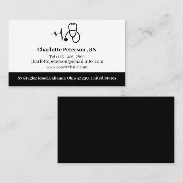 Carte De Visite Infirmière de Heartbeat (Devant / Derrière)