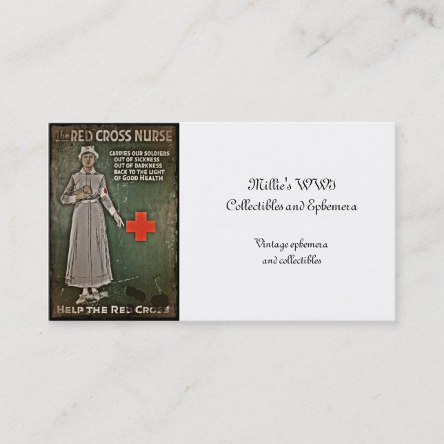 Carte De Visite Infirmière demandant des dons WWI (Devant)
