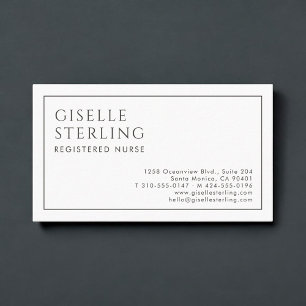 Carte De Visite Infirmière diplômée Luxe Minimaliste Noir Blanc
