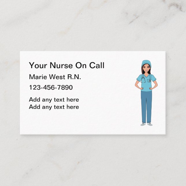 Carte De Visite Infirmière inscrite locale sur appel (Devant)