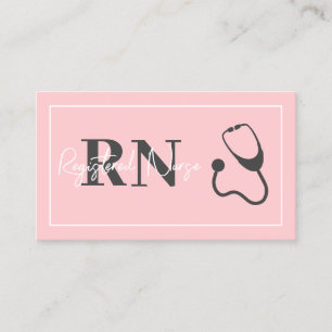 Carte De Visite Infirmière inscrite RN Blush Pink Stethoscope