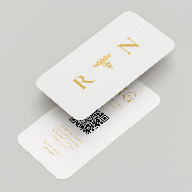 Carte De Visite Infirmière minimale Médicale Docteur Caduceus Blan (Minimal Nurse Medical Doctor Caduceus White Business Card
)