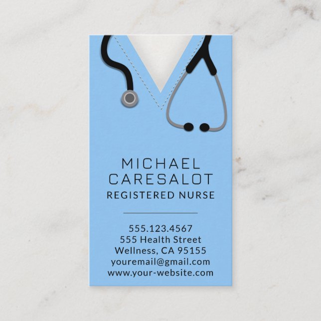 Carte De Visite Infirmière RN, LVN, LPN, Gardienne (Devant)