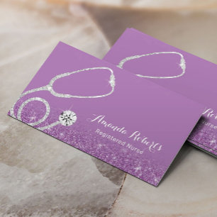 Carte De Visite Infirmière soignante Élégante Médicale Purple