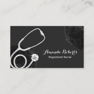 Carte De Visite Infirmière soignante Médicale Élégante florale noi