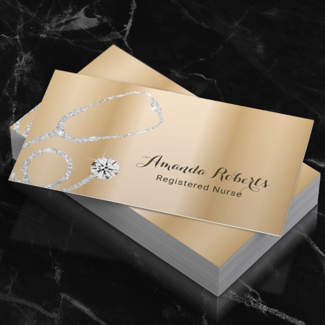 Carte De Visite Infirmière Soins Médicales Or moderne (Créateur téléchargé)