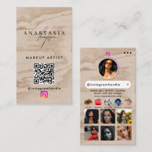 Carte De Visite Influencer Beauty Nails Médias sociaux Bois rustiq